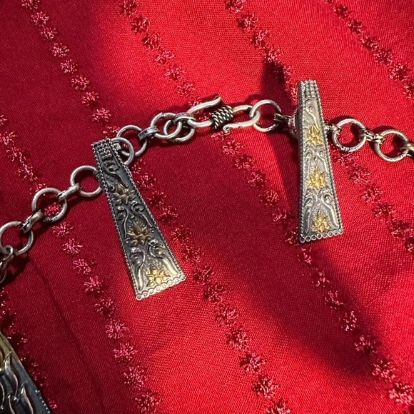 Sale‼️Silver and Gold long Necklace with Blue Highlights - Picture 5 of 7